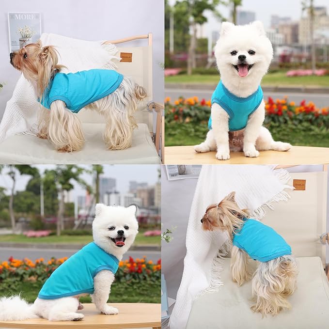 Dog Shirt Vest Clothes for Small Dogs Boy Girl Summer Solid Stretchy Puppy T-Shirts Soft Cool Breathable Lightweight Dog Sweatshirt Pet Cat Outfit