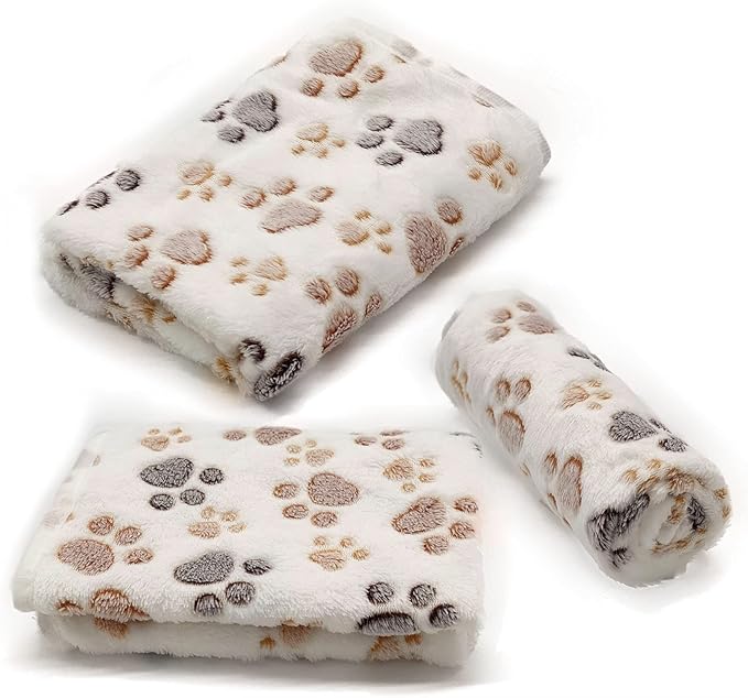SORKUT 1 Pack 3 Puppy Dog Blankets Super Soft Warm Sleep Mat Fluffy Premium Fleece Pet Blanket Flannel Throw for Dog Puppy Cat (29"x20")