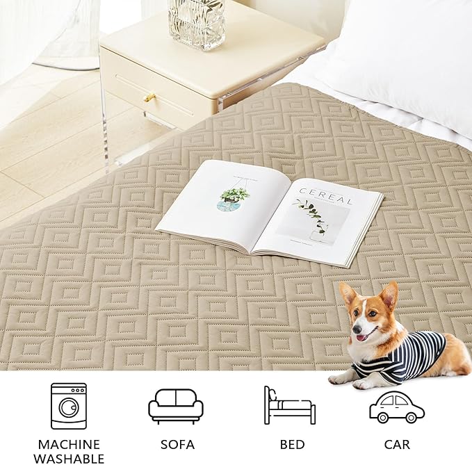 hyha Waterproof Dog Blanket, Soft Dog Bed Cover Pet Blankets, Waterproof Sofa Couch Cover for Dogs Washable, Reversible Pet Couch Covers for Sofa Furniture (82x82 Inch, Taupe/Beige)