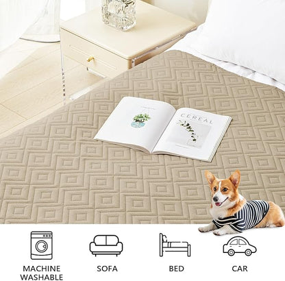 hyha Waterproof Dog Blanket, Soft Dog Bed Cover Pet Blankets, Waterproof Sofa Couch Cover for Dogs Washable, Reversible Pet Couch Covers for Sofa Furniture (68x82 Inch, Taupe/Beige)