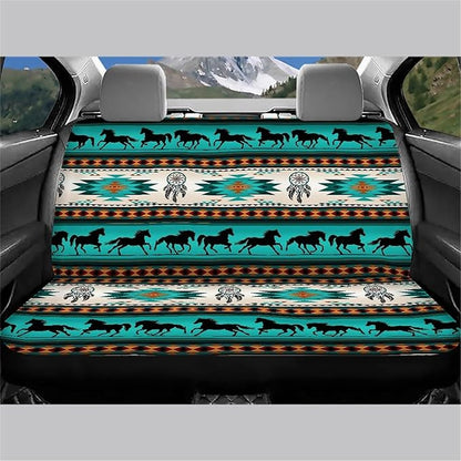 CLOHOMIN Southwest Native American Print Back Seat Cover Set of 2 Indian Tribal Aztec Geometry Dreamcatcher Horse Back Rear Car Seat Covers for Women