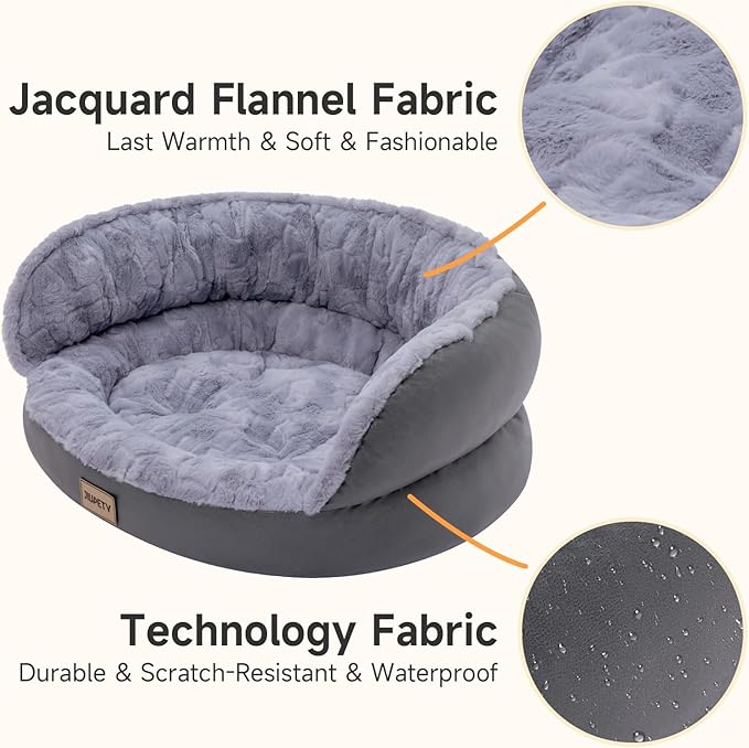 Jiupety Cute Round Dog Beds for Small Dogs 24in Pet 24lbs, Washable