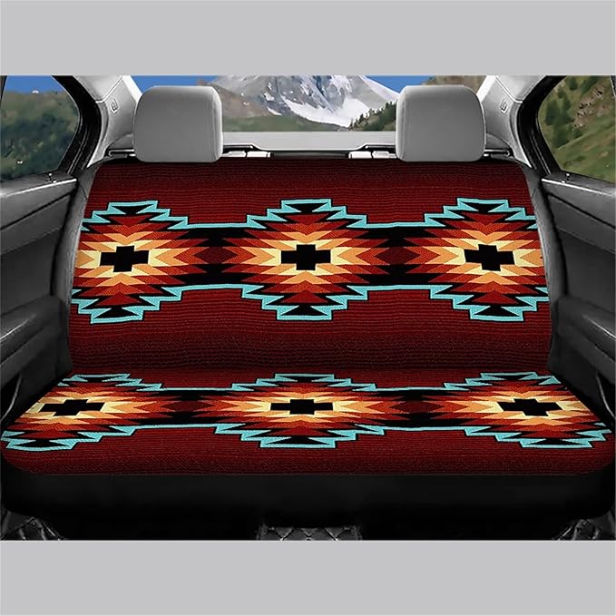 CLOHOMIN Southwestern Native American Aztec Back Seat Covers for Dogs Pets Washable Car Rear Bench Seats Protector