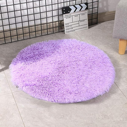 39 Inch Plush Dog Bed Mat Warm Fluffy Round Puppy Crate Pad with Anti-Slip Waterproof Bottom Soft Comfy Pet Kennel Mat for Small and Medium Dogs Sleeping(Light Grey)