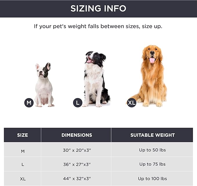 Bedsure Chewproof Durable Outdoor Waterproof Dog Bed with Heavy Duty Cover (44"x32", Navy