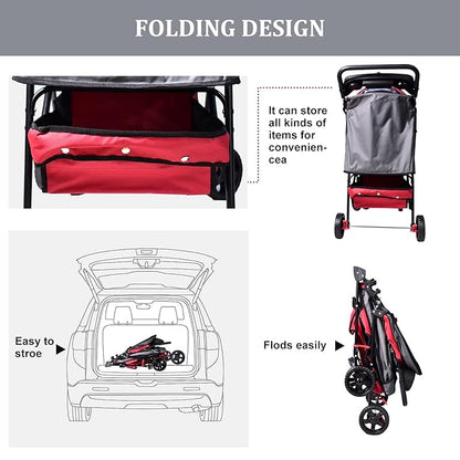 Pet Dog Stroller 4-Wheel Promenade