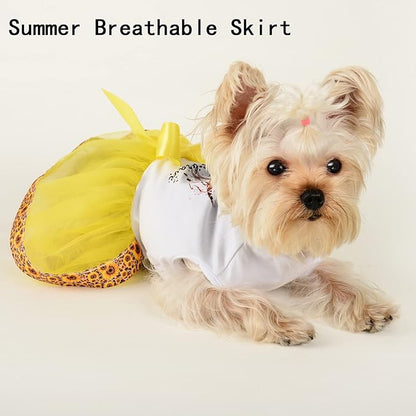 Summer Dog Clothes Sunflower Lace Dog Dress