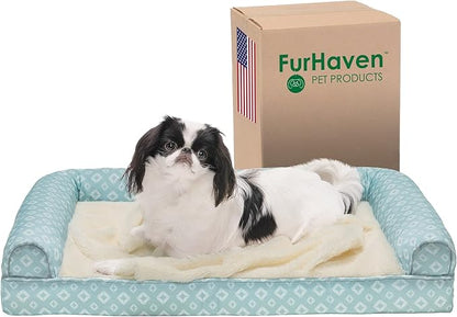 Furhaven Cozy Orthopedic Dog Bed for Medium/Small Dogs w/ Removable Bolsters & Washable Cover 35 lbs