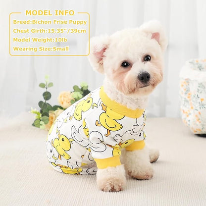 Fall Dog Pajamas Sweaters for Small Dogs Fleece Dog Onesie Stretchy Puppy Sweater Warm Small Dog Clothes Dog Pjs Pet Apparel,XXS Dog Clothes,Yellow Duck
