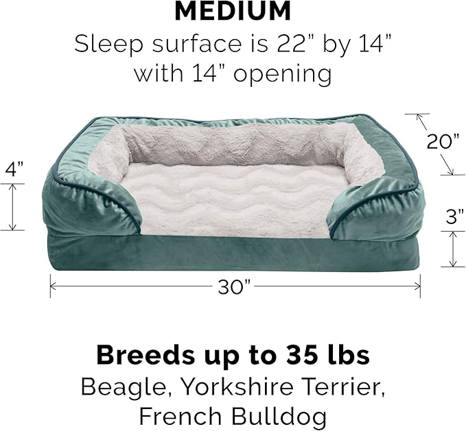Furhaven Orthopedic Dog Bed for Medium/Small Dogs w/ Removable Bolsters & Washable Cover 35 lbs