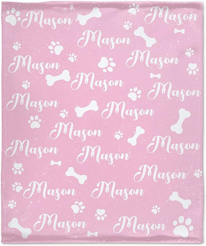 Personalized Dog Blankets Dog Paw Print Blanket Puppy Blanket 50"x40" for