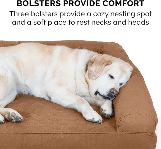 Furhaven Orthopedic Dog Bed for Large Dogs w/ Removable Bolsters & Washable Cover 95 lbs