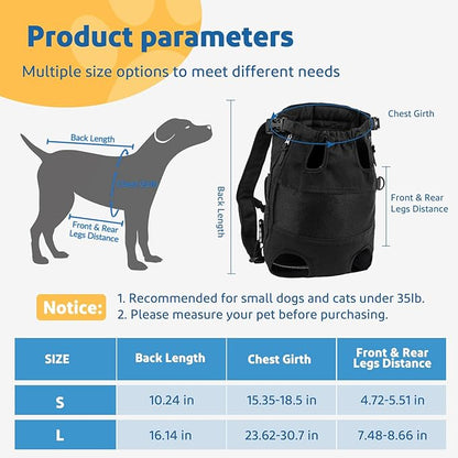 Dog Carrier Backpack - Legs Out Front - Facing Pet Carrier Backpack for Small Medium Large Dogs, Airline Approved Handsa - Canvas Mesh Free Cat Travel Bag (Small)