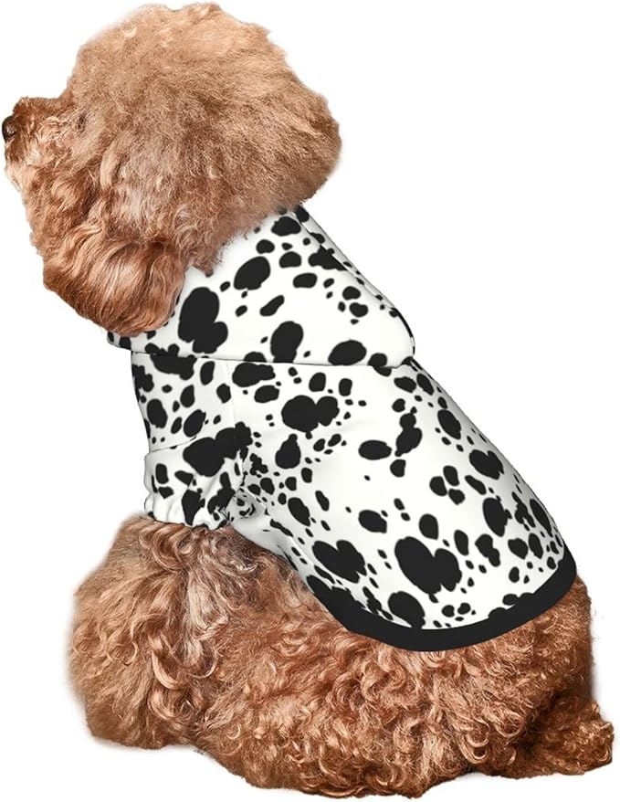 Cute Dalmatian Dog Costume, Animal Dalmatian Print Hoodies Puppy Winter Clothes Sweatshirt for Halloween Cosplay Autumn Wear Dog Winter Hoodies with Pocket for Small Medium Dogs S