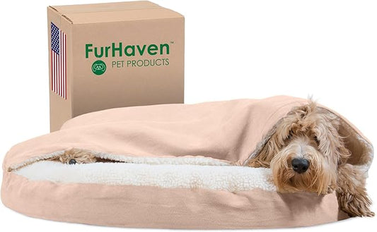 Furhaven 35" Round Orthopedic Dog Bed for Large/Medium Dogs w/ Removable Washable Cover 50 lbs 35-inch
