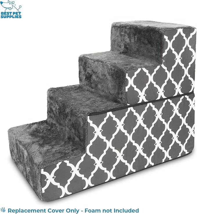 Best Pet Supplies Foldable Pet Stairs Cover for Foam Dog Ramps 4-Step