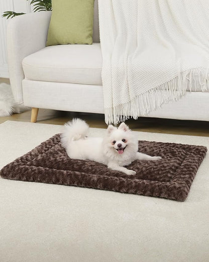 Washable Dog Bed Mat Reversible Dog Crate Pad Soft Fluffy Pet Kennel Beds Dog Sleeping Mattress for Large Jumbo Medium Small Dogs 29 x 18 Inch,