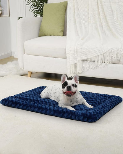 Washable Dog Bed Mat Reversible Dog Crate Pad Soft Fluffy Pet Kennel Beds Dog Sleeping Mattress for Large Jumbo Medium Small Dogs 35 x 22 Inch,