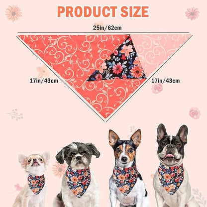 SCENEREAL Summer Dog Bandanas Bulk 4 Pack for Small Medium Large Dogs