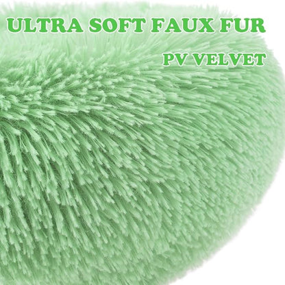 otoez Round Donut Dog Bed for Small Dogs (23.6", Green)