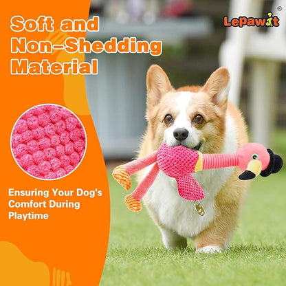 Squeaky Dog Toys, Cute Flamingo Plush Toy for Dogs Indoor Play, Interactive Dog Toys with Non-Shedding Material for Small and Medium Dogs