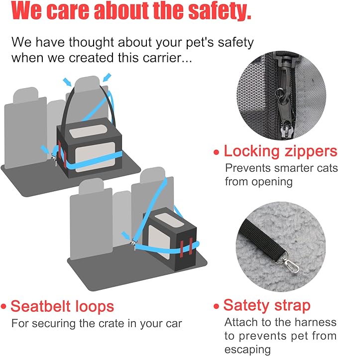Large Cat Carrier 24"x16.5"x16.5" Portable Dog Crate