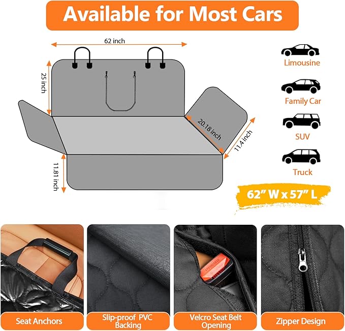URPOWER Dog Car Seat Cover for Back Seat