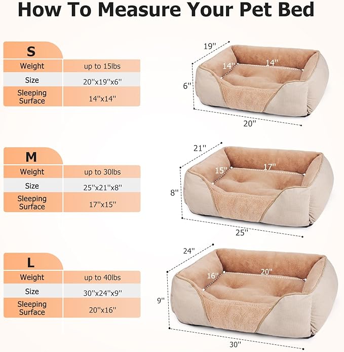 MIXJOY Dog Beds for Medium Dogs Washable (30x24in, Beige)