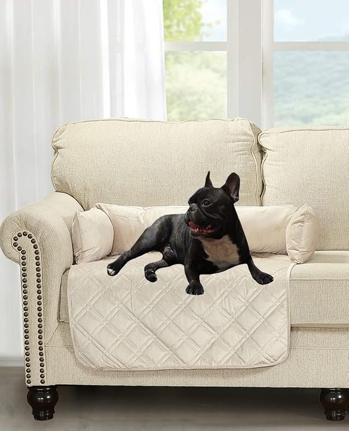 Brilliant Sunshine Premium Beige Silky Velvet Pet Sofa Bed
