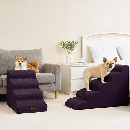 EHEYCIGA Curved Dog Stairs for High Beds 19.7" H 4-Step Dog