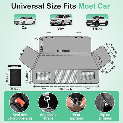 Dog Car Seat Cover for Back Seat(Large Space Holds 400lbs) 100% Waterproof