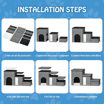 Dog Stairs for Small Dogs Medium Dogs Large Dogs Pet Stairs for High Beds and Sofas 3-Step Pet