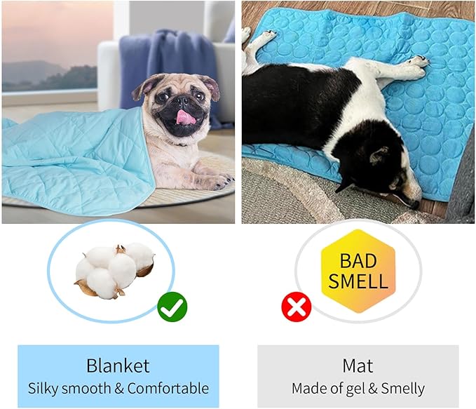 Dog Cooling Blanket - Lightweight & Washable Ice Silk Cotton Bed Blanket for Small Medium Large Dogs, Summer Sofa Pet Bed Cover Cooling Mat for Pets and Owner Sleep (Large 36"× 51")