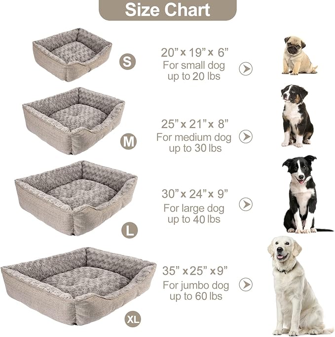 FURTIME Dog Bed for Large Medium Small Dogs Soft Washable Pet Bed Orthopedic Dog Sofa Bed Breathable Rectangle Sleeping Bed Anti-Slip Bottom(30''