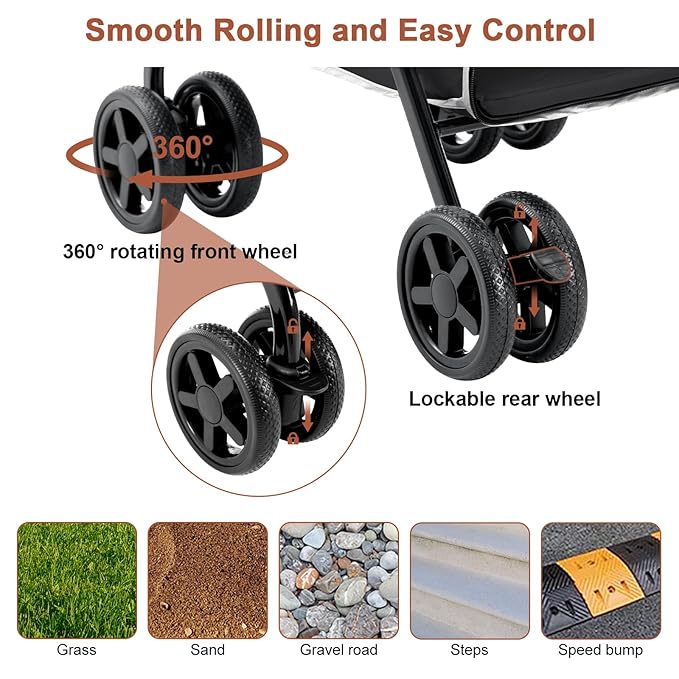 Double Pet Stroller for Dogs and Cats 4 Wheels,