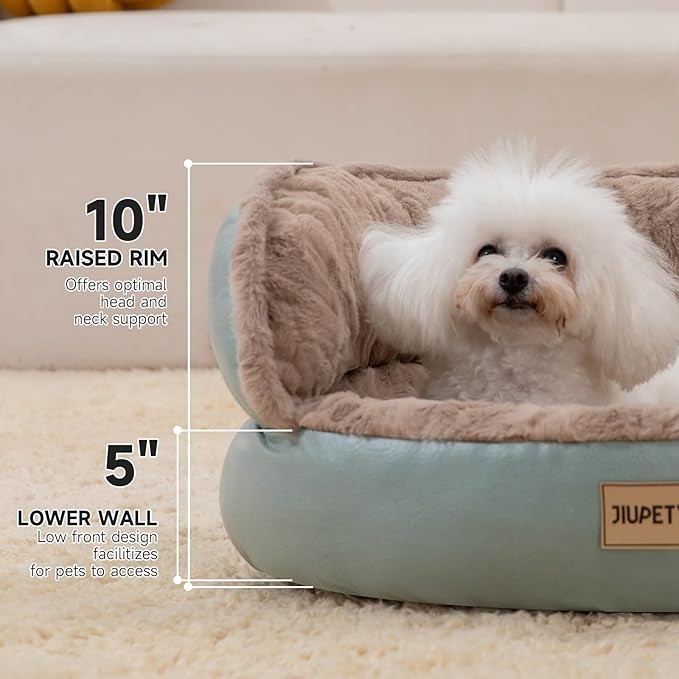 Jiupety Cute Round Dog Beds for Small Dogs 24in Puppy 24lbs, Washable