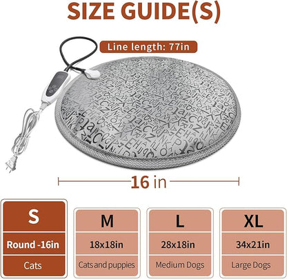 Cat Heating Pad Round-D16in Pet Heating Pads for Cats Waterproof Smart Thermostat Switch