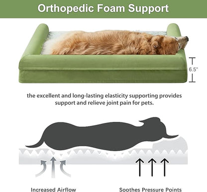 WNPETHOME Dog Beds for Large Dogs, Orthopedic Sofa Dog Bed Mat Pillow with Removable Waterproof Cover, Egg-Foam Dog Crate Bed for Medium Large Dogs