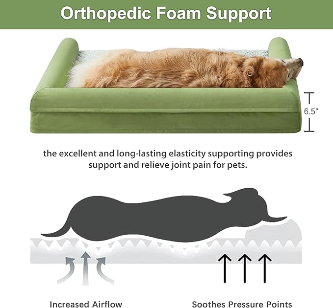 WNPETHOME Dog Beds for Large Dogs, Orthopedic Sofa Dog Bed Mat Pillow with Removable Waterproof Cover, Egg-Foam Dog Crate Bed for Medium Large Dogs