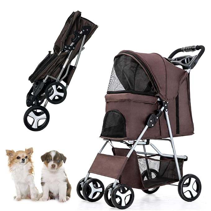 Small Dog Stroller 33lbs (Coffee)