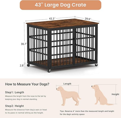 NicBex Dog Crate Furniture Dog Cage with Side Doors Opening