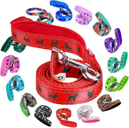 EcoBark Dog Leash - Soft & Reflective Comfort Training Leashes with Padded Handle - Strong Durable Heavy Duty - Training and Pulling for Small, Medium or Large Dogs (Red)