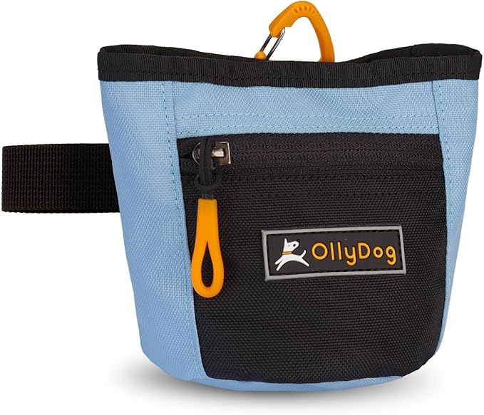 OllyDog Goodie Treat Bag, Dog Treat Pouch, Waist Belt Clip for Hands-Free Training, Magnetic Closure, Dog Training and Behavior Aids, Three Ways to Wear (Maui Blue)