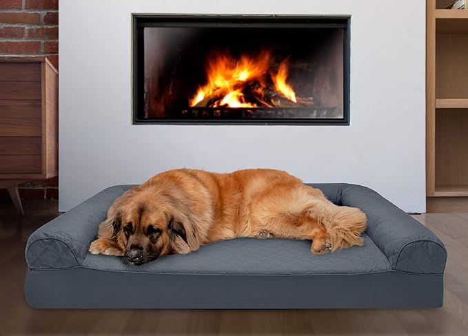 Furhaven Memory Foam Dog Bed for Large Dogs w/ Removable Bolsters & Washable Cover 125 lbs