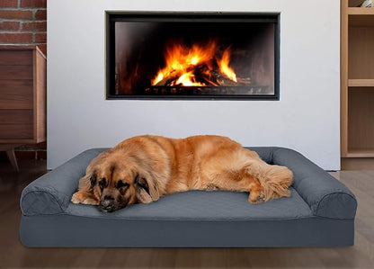Furhaven Memory Foam Dog Bed for Large Dogs w/ Removable Bolsters & Washable Cover 125 lbs