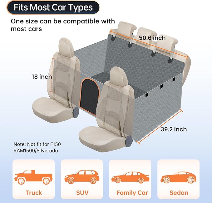 Senose Dog Car Seat Cover for Back Seat