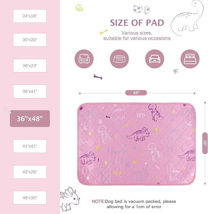 IEUUMLER Washable Pee Pads for Dogs 2 Pack EU007 (Pink 36"X48"-2pcs)