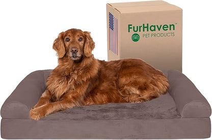 Furhaven Orthopedic Dog Bed for Large Dogs w/ Removable Bolsters & Washable Cover 95 lbs