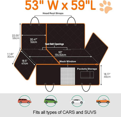 6 in 1 Split Dog Car Seat Cover for Back Seat 100% Waterproof 6 in 1)
