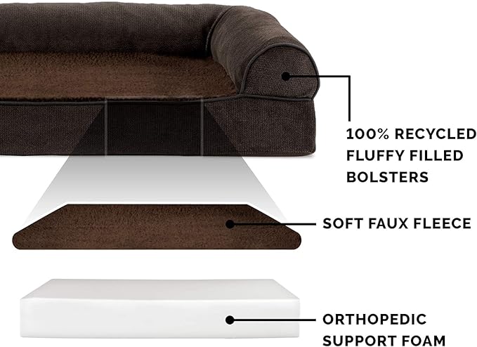 Furhaven Orthopedic Dog Bed for Large Dogs w/ Removable Bolsters & Washable Cover 125 lbs